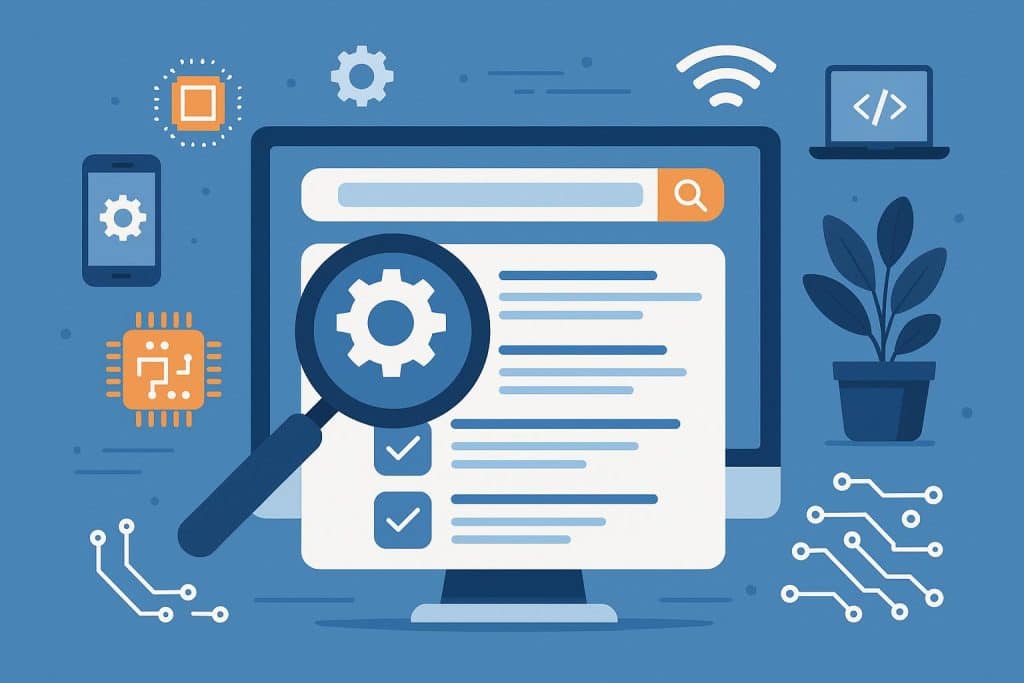 How to Search Technology Jobs with JobHolic Job seeker browsing technology job listings on JobHolic website with tech devices visible