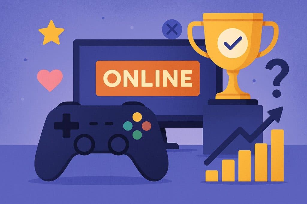 Online Gaming Won the Attention War. Now What? Colorful digital gaming controllers and screens representing the rise of online gaming platforms