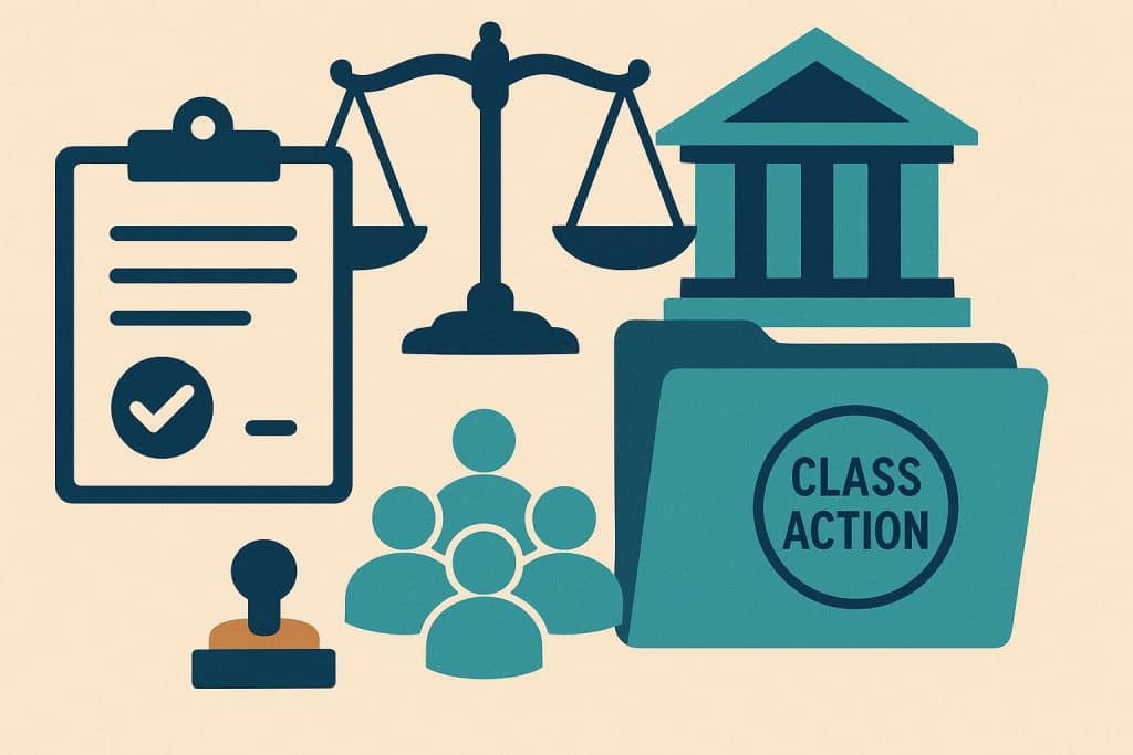 Federal class action process illustration highlighting consumer membership steps